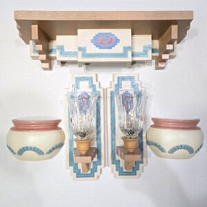 Southwestern Burwood 90s Plastic Decor Set - Wall Shelf, Sconces, Wall Pockets